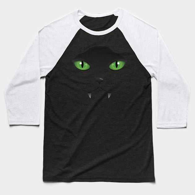 Vampire Cat Baseball T-Shirt by The Lucid Frog